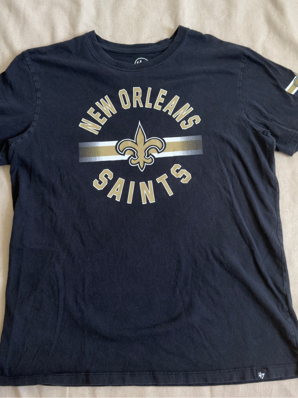 '47 Brand New Orleans Saints Black Tee with Gold and White Logo